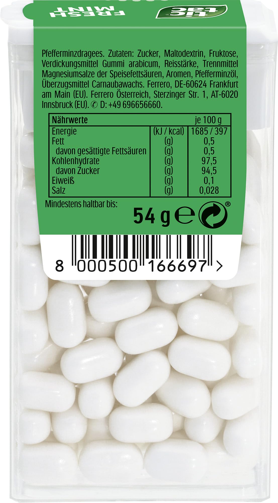 tic tac Mint - Dragees mit Minzgeschmack - 16 x 54 g Packungen | Vegane Pfefferminz-Dragees ohne Farbstoffe & Konservierungsstoffe für frischen Atem unterwegs & zwischendurch