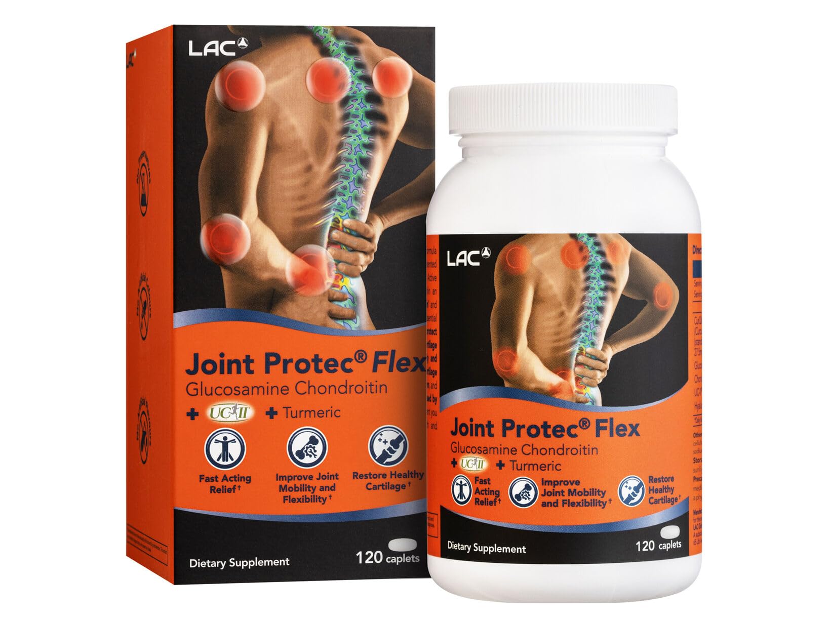 LAC Joint Protec Flex - Collagen + CurQlife Plus Turmeric Joint Supplement, 20X Curcumin, Collagen, Hyaluronic Acid (120 caplets)-image-8