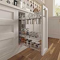 Vista 5 de 3-Tier 5" W x 21" D Narrow Pull Out Cabinet Organizer, Roll out Spice Rack Holder Shelve, Slide Out Slim Storage Wire Baskets for Storage