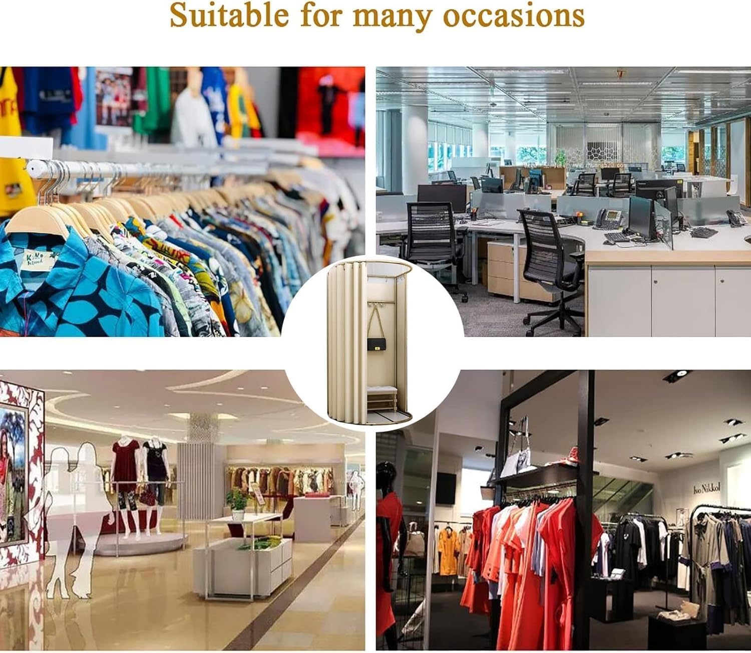 Espositore per spogliatoio, camerino Mobile per Negozio di Abbigliamento/Boutique/Ufficio, spogliatoio Semplice ed espositore con Tende oscuranti (Rosso, 100x95x200 cm)