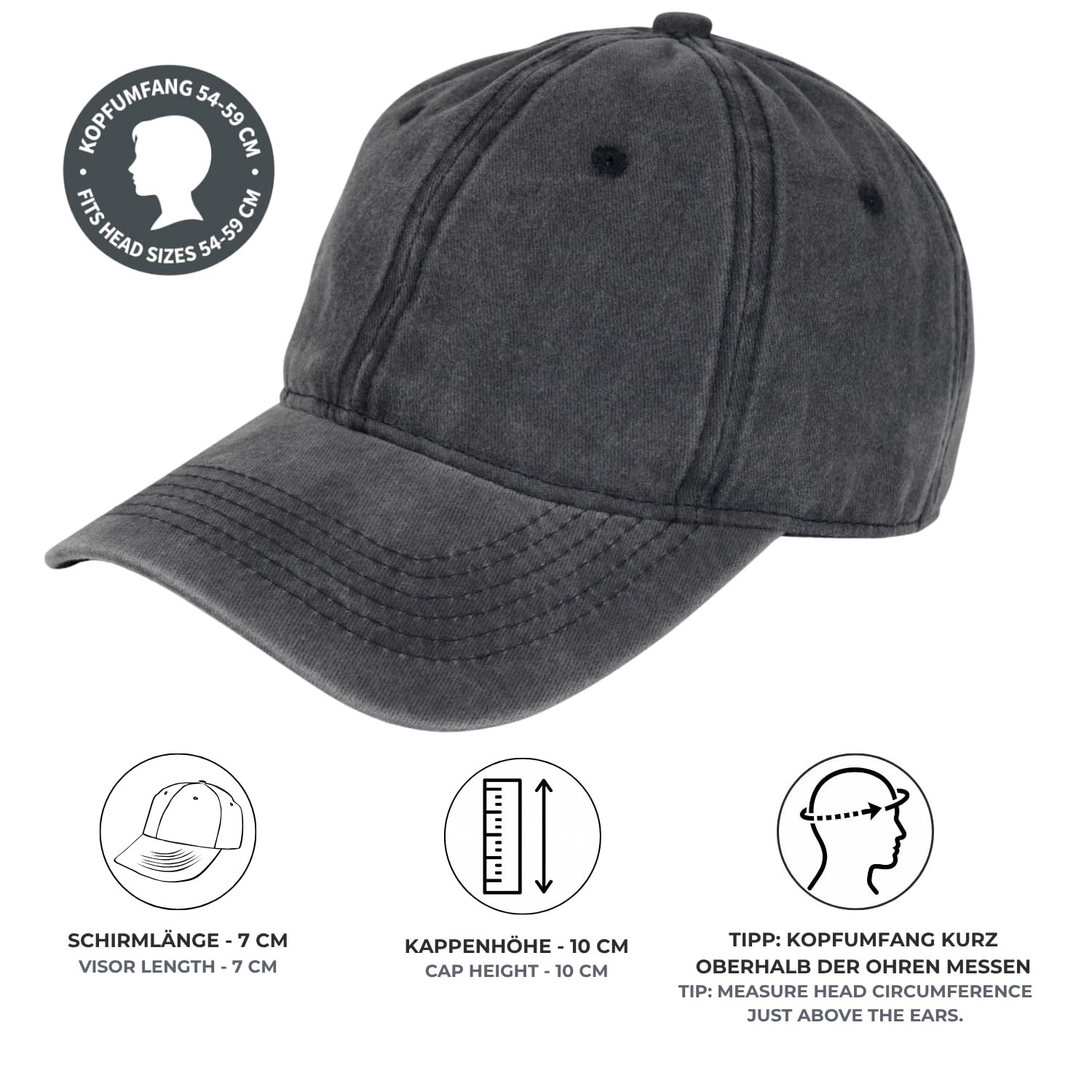 styleBREAKER Gorra Vaquera Vintage de 6 Paneles con Estrella de Camuflaje y el número 52 Cosido, Apariencia desgastada, Gorra de béisbol, Ajustable, Unisex 04023053