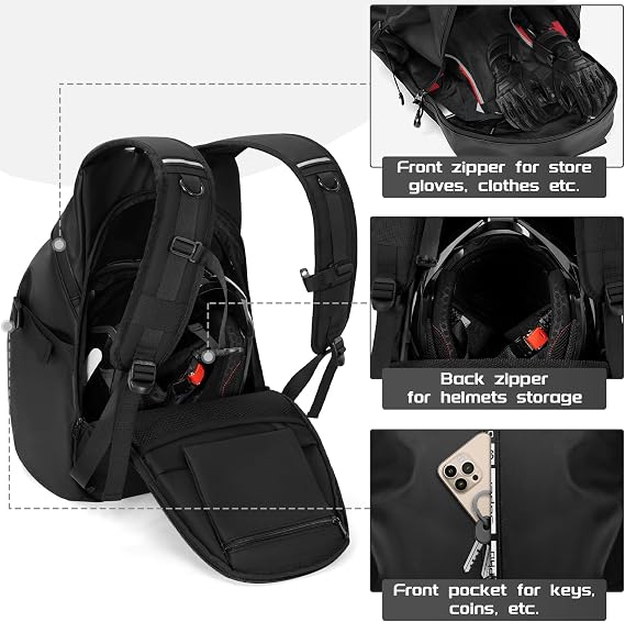Motorcycle Backpack | Waterproof Helmet Backpacks for Men Large Capacity Storage Motorcycle Bag with Reflective Stripe, 50L