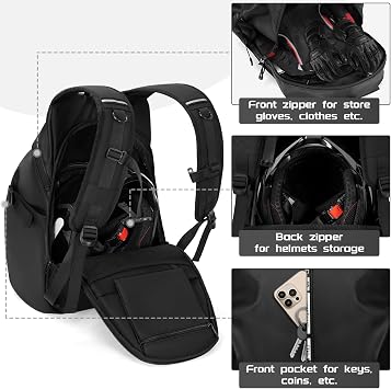 Motorcycle Backpack | Waterproof Helmet Backpacks for Men Large Capacity Storage Motorcycle Bag with Reflective Stripe, 50L