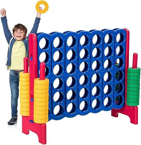Vista 13 de Costzon Giant 4 en una fila, Juego de mesa Jumbo de 4 a puntuación para niños y adultos, juego de conexión de patio interior y exterior, 1.07 m