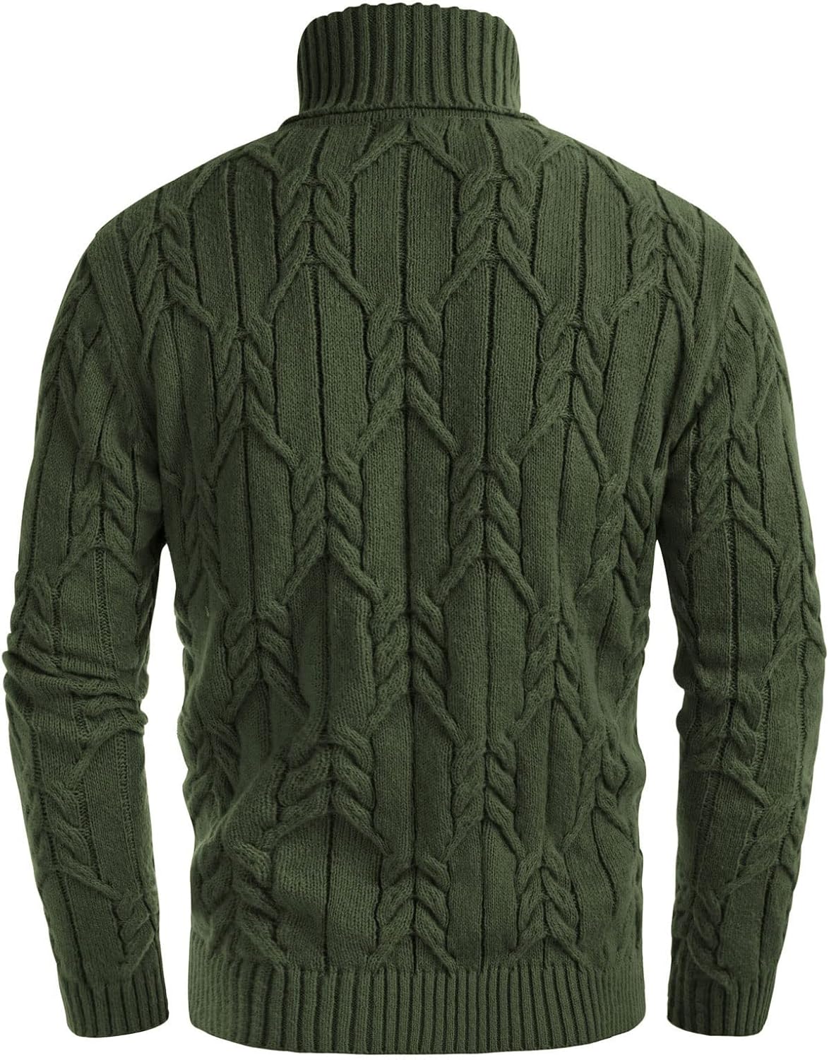 GRACE KARIN Men Turtleneck Sweater Long Sleeve Cable Knit Sweaters Slim Fit Mock Neck Twisted Pullover - Image 5