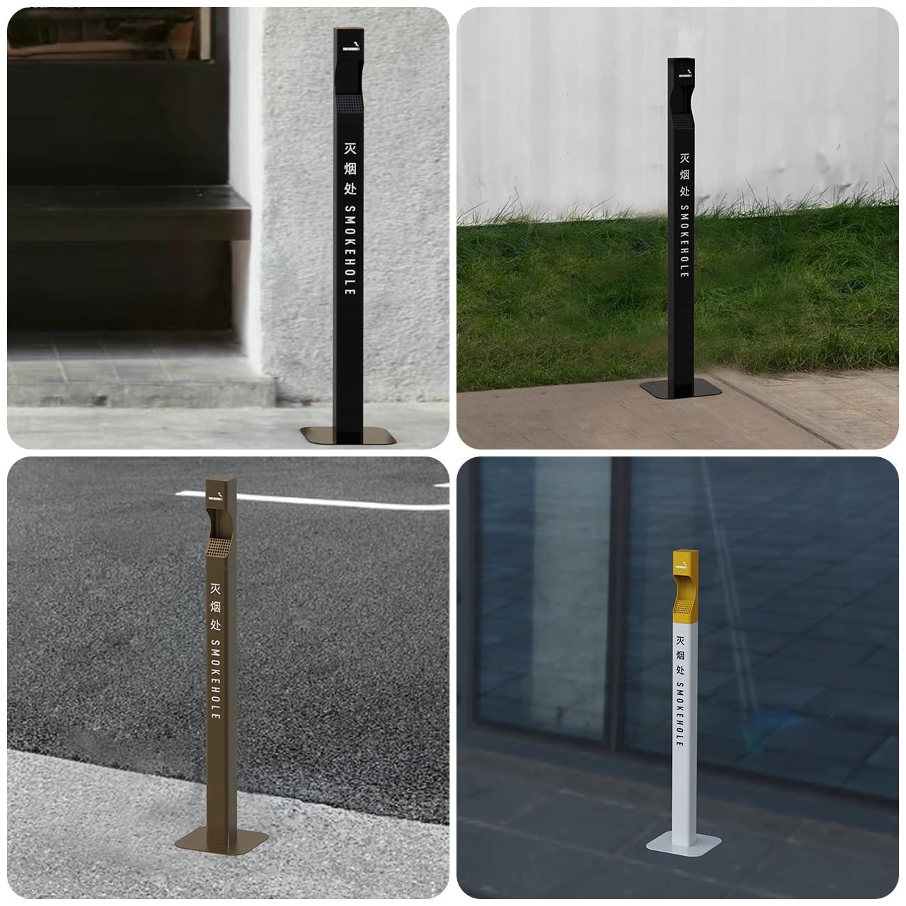 Posacenere da Esterno A Colonna,Posacenere verticale in acciaio inox,Base ispessita, staccabile, facile da pulire,per patio, cortile, esterno, interno.(Black)