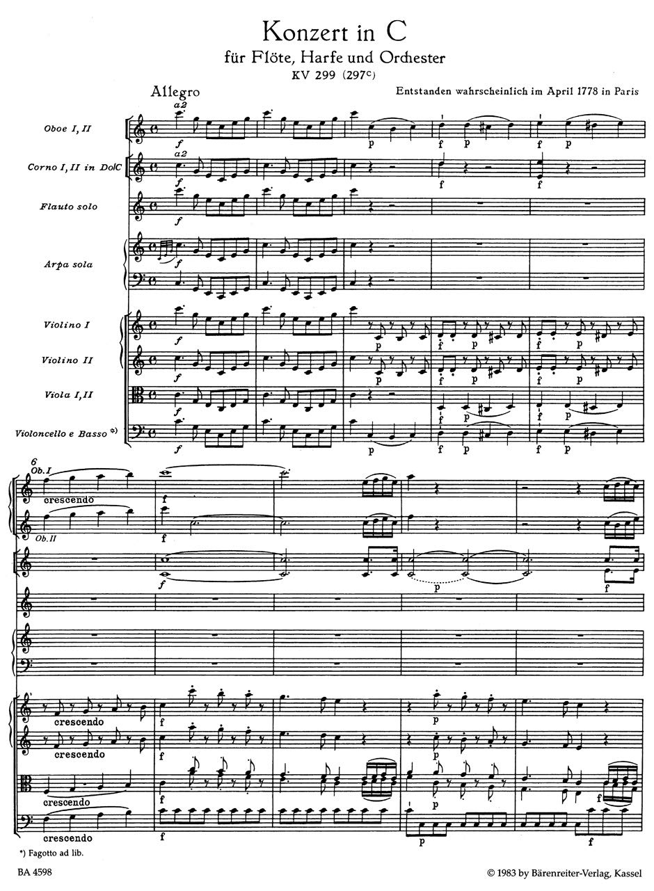Konzert fr Flte, Harfe and Orchester C-hard KV 299 (297 c)