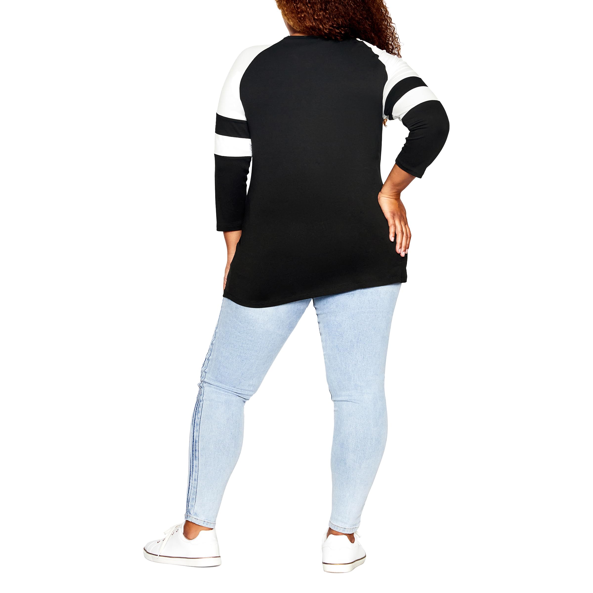 AvenueWomen's Plus Size Top Splice SLV BLC