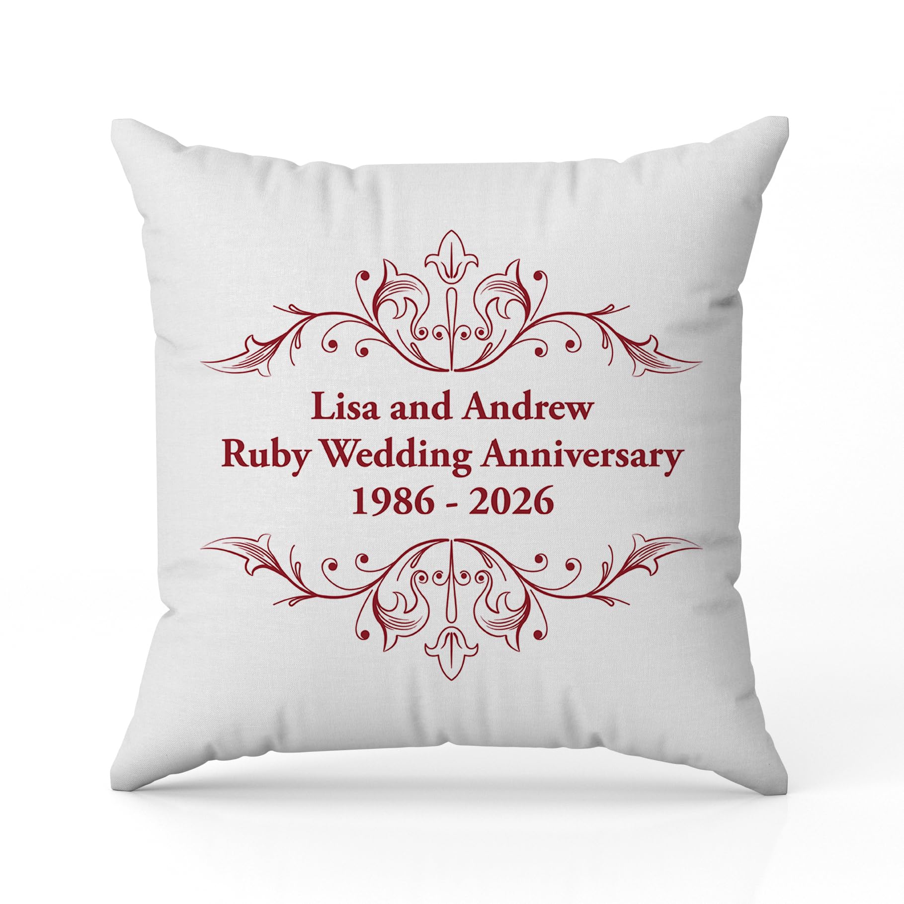 The Gift Experience Personalised Ruby Anniversary Cushion | 40Th Wedding Anniversary Gifts | Size: 46Cms