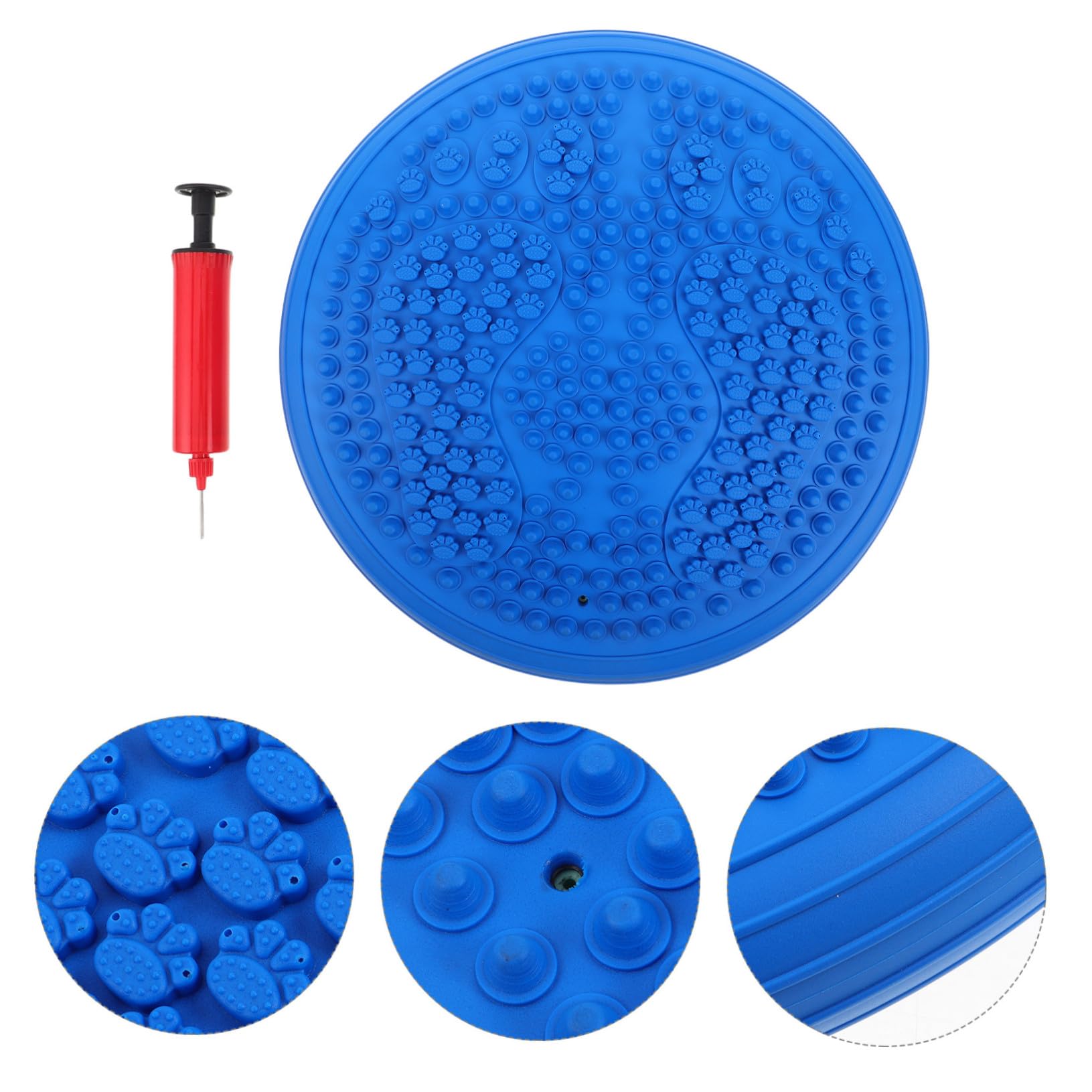 Coussin Gonflable de Yoga avec Surface de Massage Point de Pression Tapis de Stabilité Rond pour Exercices et Jogging Stationnaire Pompe Incluse Bleu Brume