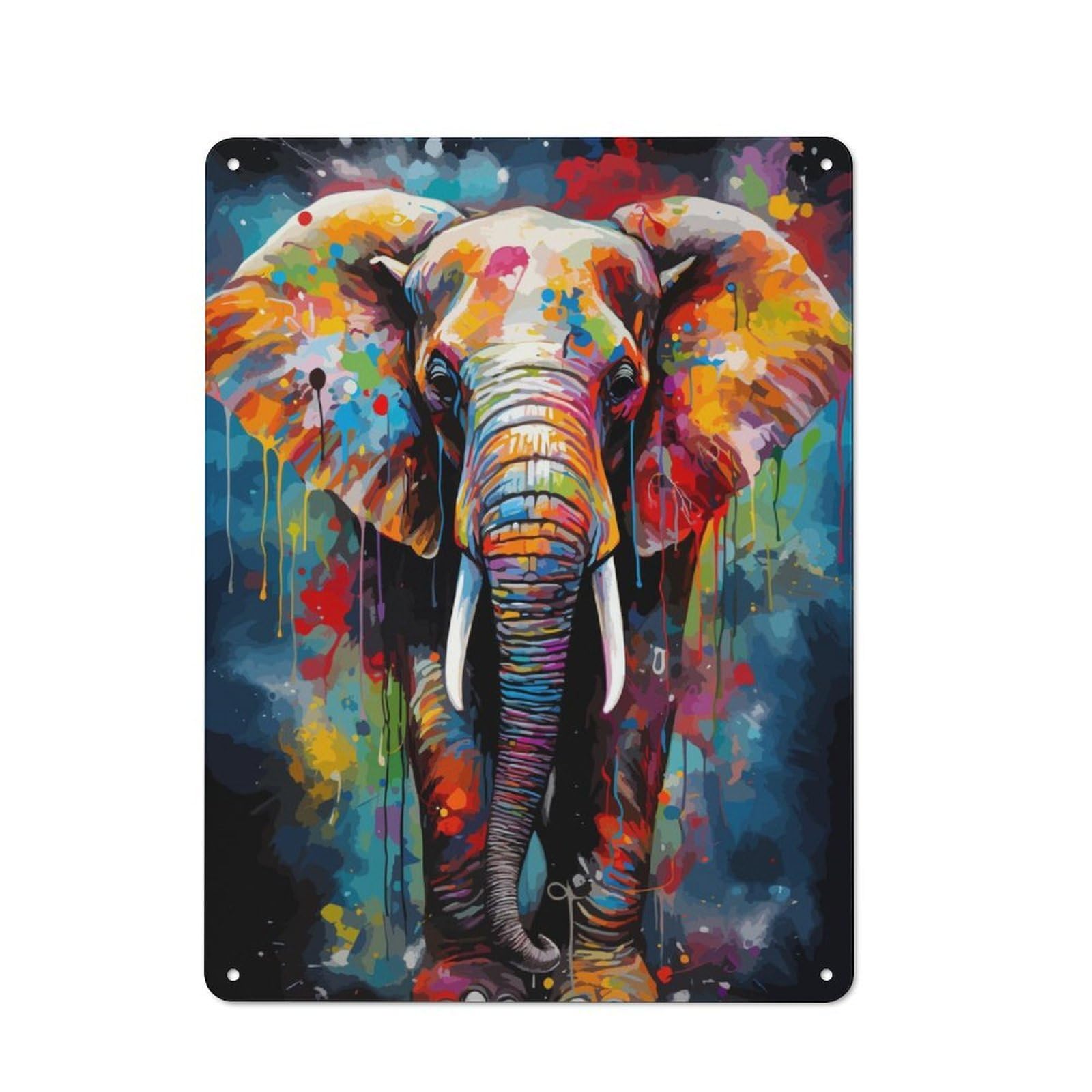 Elephant Painting Vintage Metal Sign 40x30cm for Pub Or Café, for Collectors of Vintage Metal Wall Decor