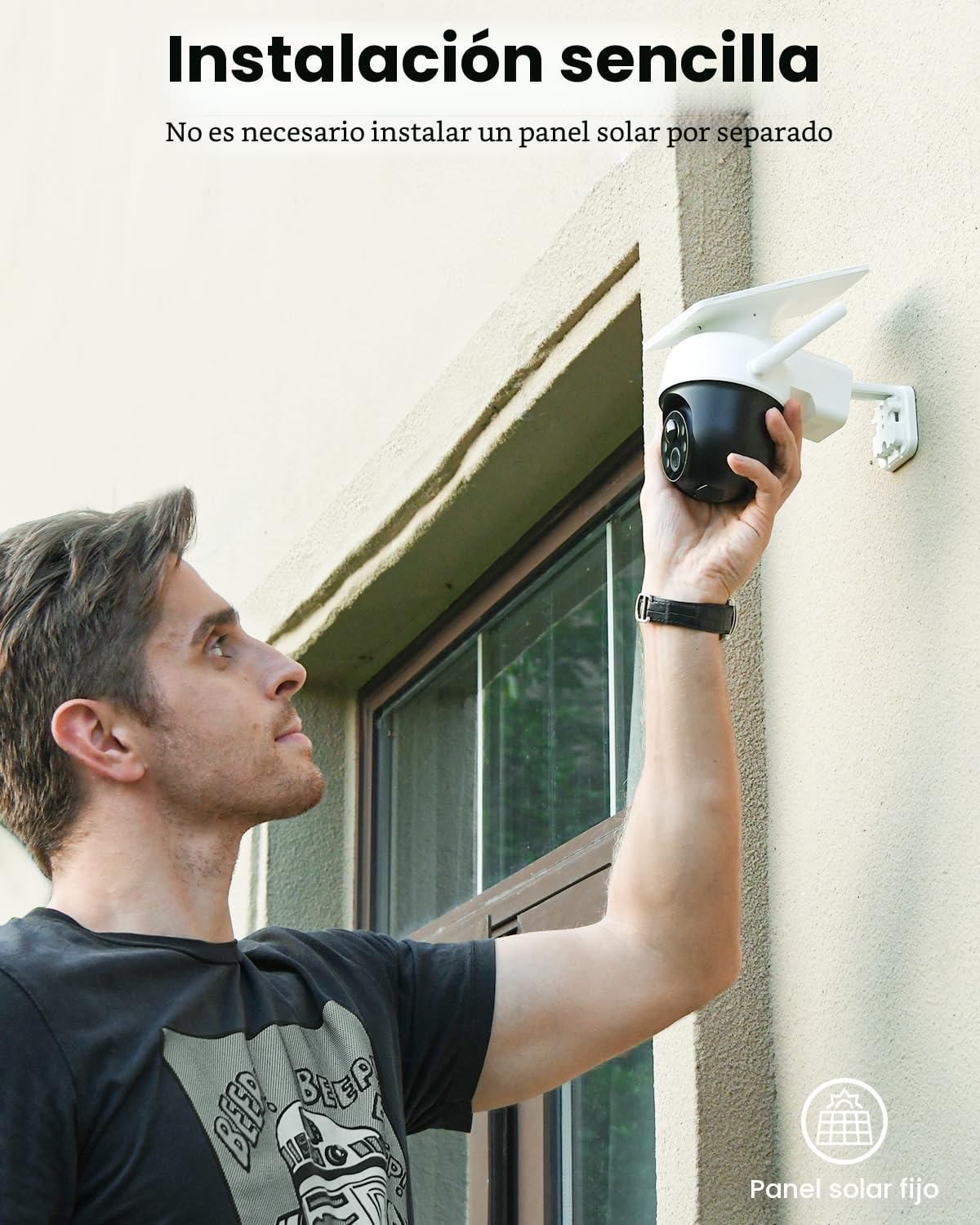 aosu 2 Paquetes Camara de Vigilancia WiFi Exterior Solar Cámaras Exteriores de Seguridad, Pannello Solare Fisso, 3MP 2K HD, 360 Gradi PTZ, Visione Notturna a Colori, Allarme Luminoso e Sonoro