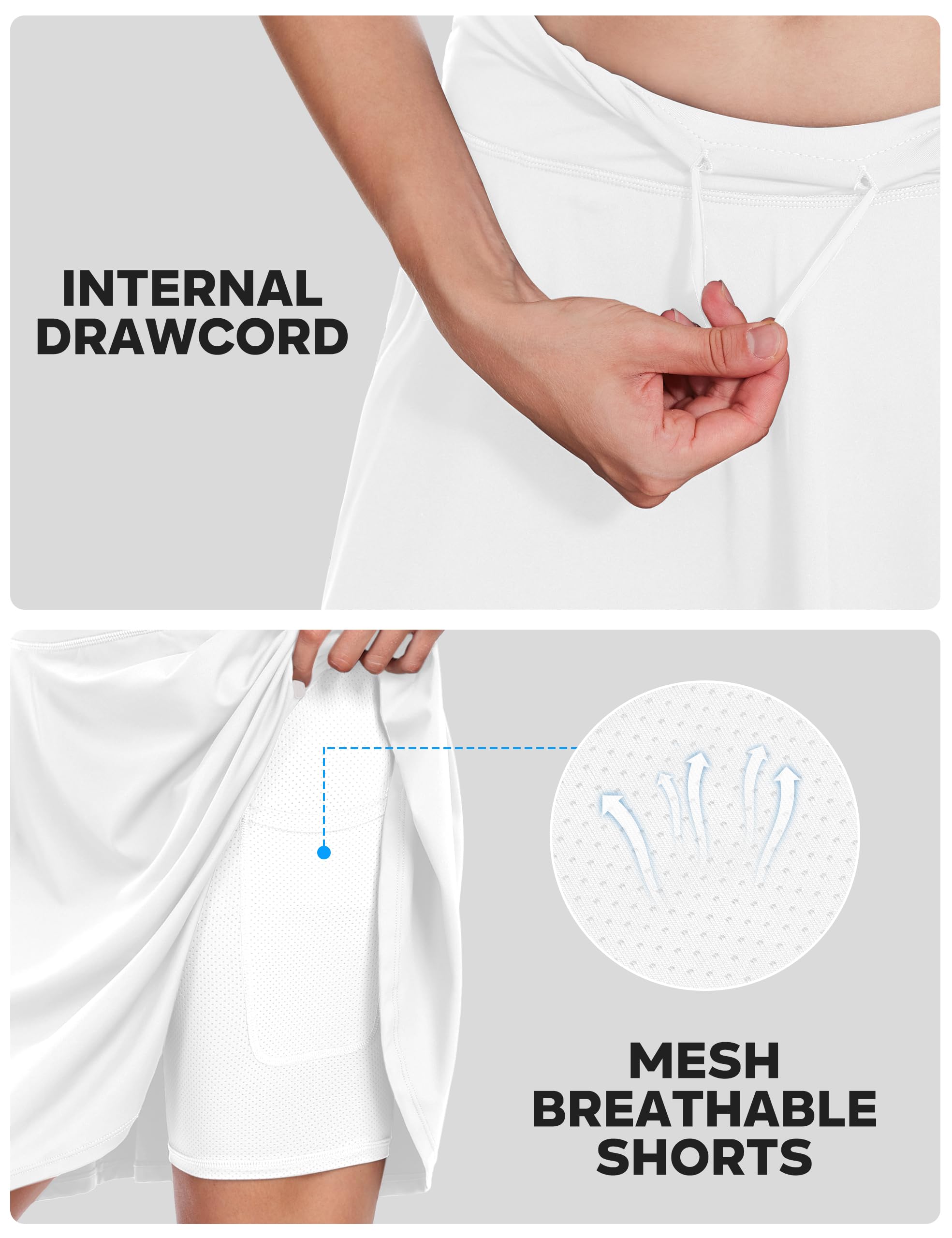 Desol Faldas de tenis y golf de 20 pulgadas para mujer, cintura alta, atlética, con pantalones cortos y bolsillos