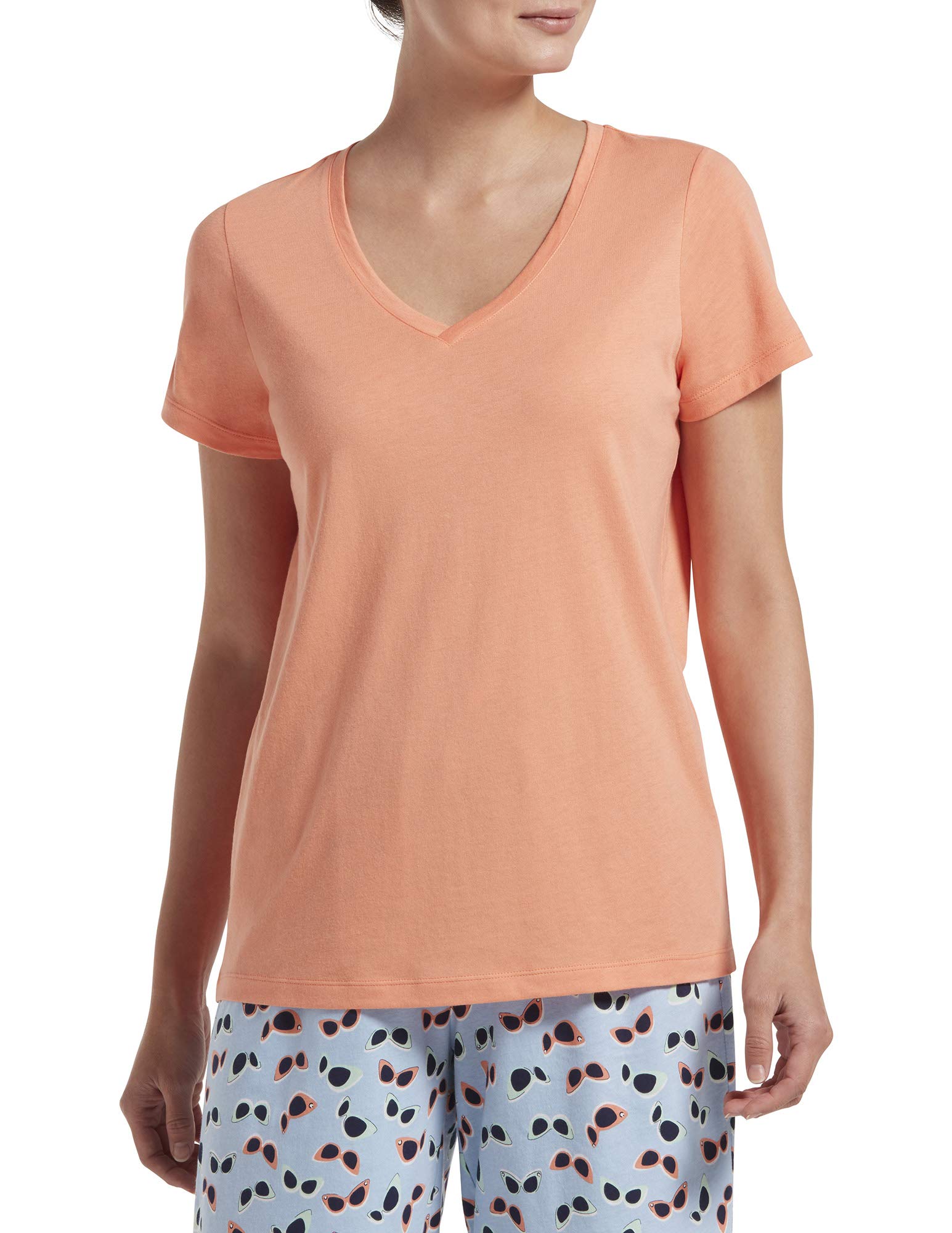 HUE Short Sleeve V-Neck Sleep tee Camiseta de Pijama Mujer