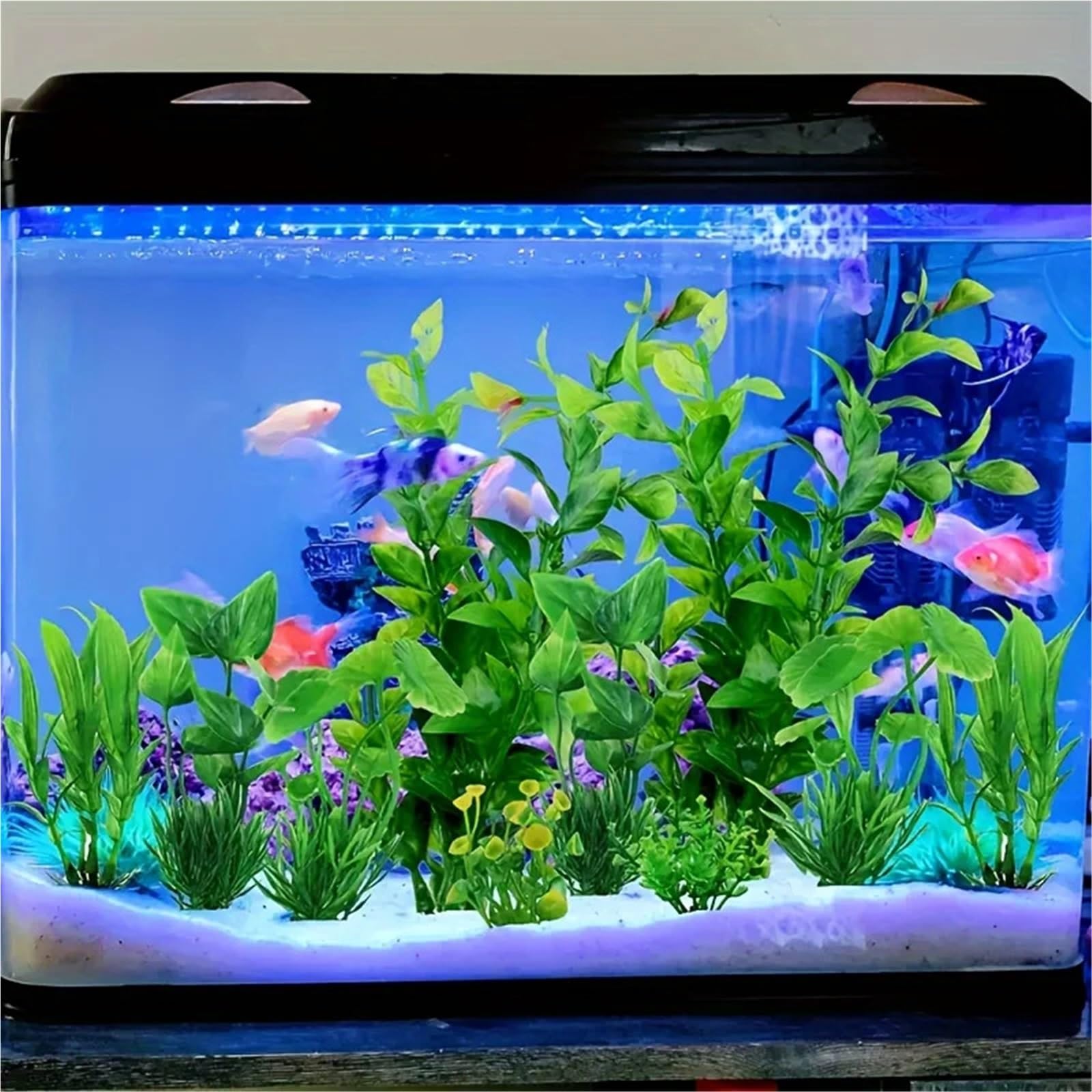 Aquarium Pflanzen Künstlich 10 Stück lebendige grüne künstliche Wassergras-Dekorationen for Aquarien, realistische Wasserpflanzen mit vielfältigen