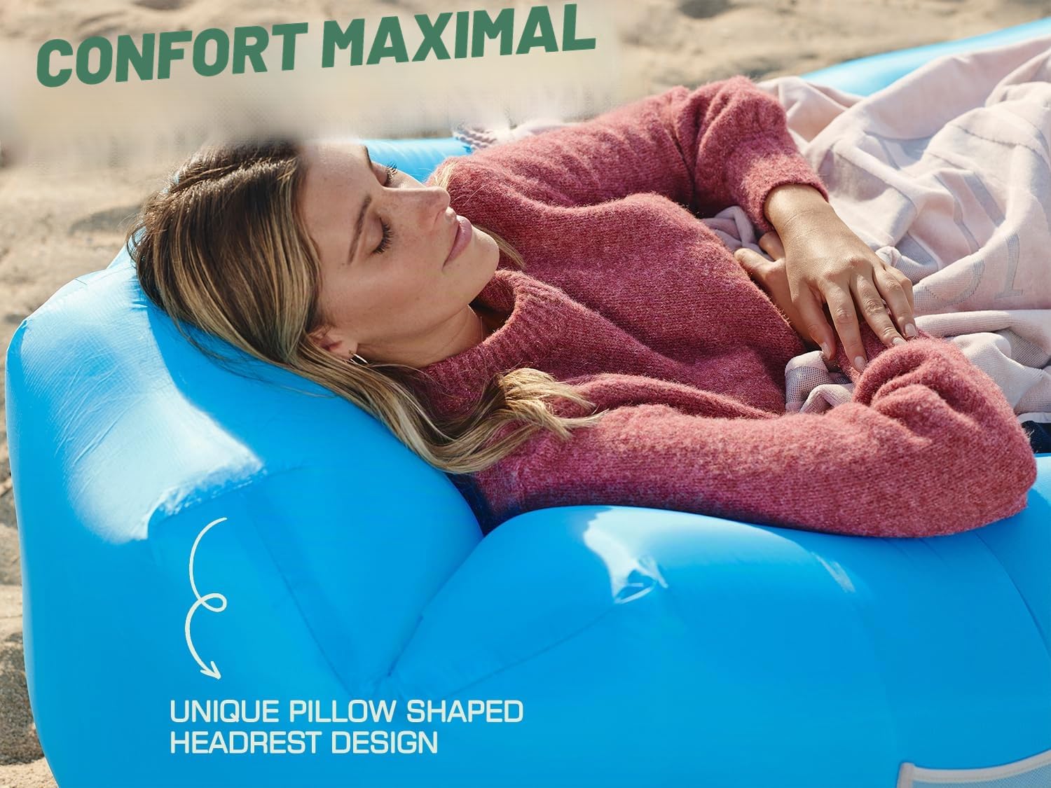 WEKAPO Chaise Longue Gonflable, Portable, étanche et Anti-Fuite, canapé idéal pour Le Jardin, la Plage, Les Voyages, Le Camping, Les Pique-niques et Les Festivals de Musique