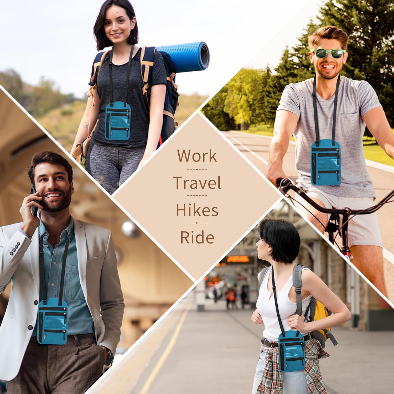 Passport Holder for Travel, RFID Travel Pouch Neck Wallet, Waterproof Passport Wallet for Women and Men, Lake Blue - Image 7