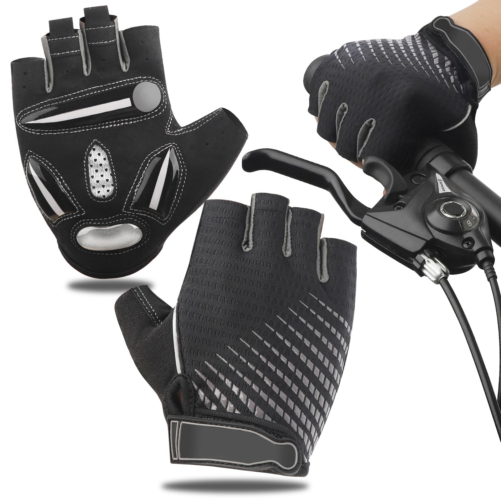 JTENG MTB Handschuhe,Halbfinger Sommer Fahrradhandschuhe für Männer und Frauen,Stoßfestes GELAtmungsaktivBequemRutschfest Geeignet für Motorräder Fahrräder MTB Fitnessstudio