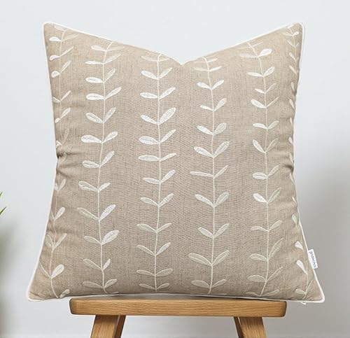 VAGMINE Funda de almohada decorativa cuadrada de lino bordada a mano para dormitorio principal, nuevo hogar, aniversario, granja, sofá, piruleta,