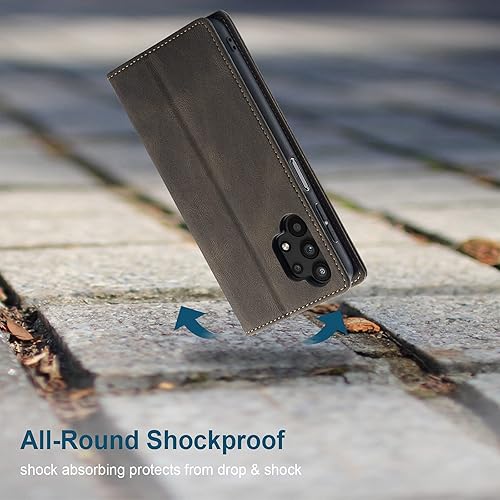 Miniatura 6 de japezop Funda de cuero para Samsung Galaxy A32 5GM32 5G, con bloqueo RFID y soporte para tarjetas, color café