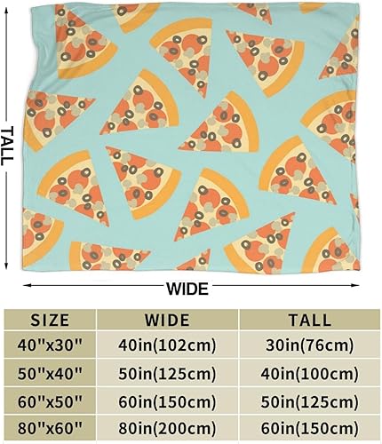 Miniatura 6 de Manta de franela de dibujos animados con rebanadas de pizza e ingredientes, súper suave, acogedora y cálida, manta de microforro polar para el