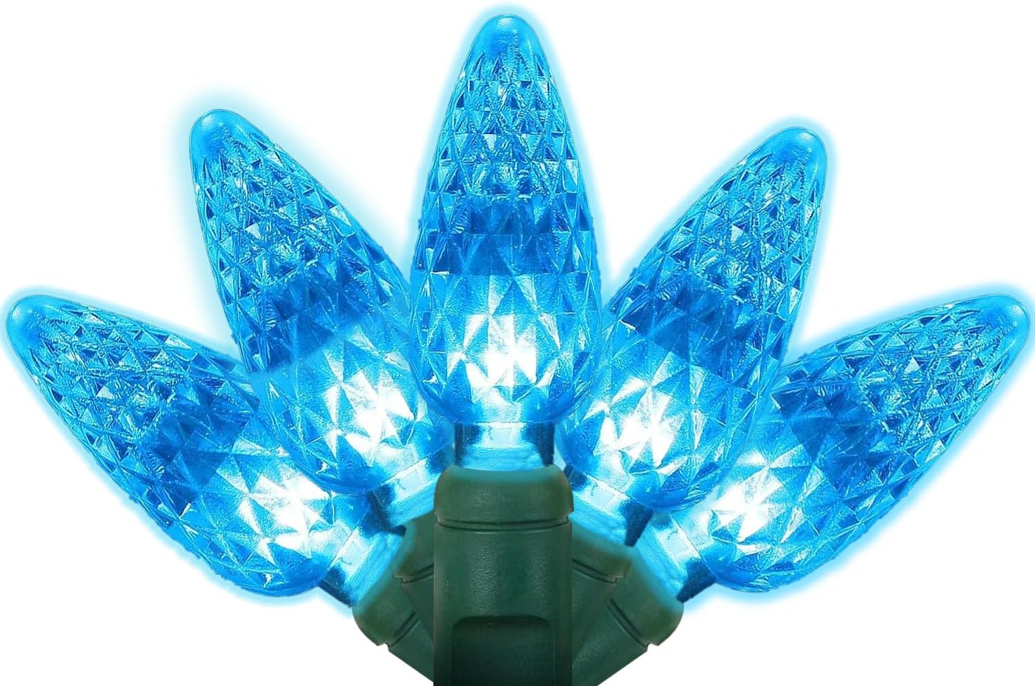 70 Count C6 LED Christmas Lights - 35.5ft Aqua String Lights, Indoor/Outdoor, Commercial Grade, Waterproof, UL Listed