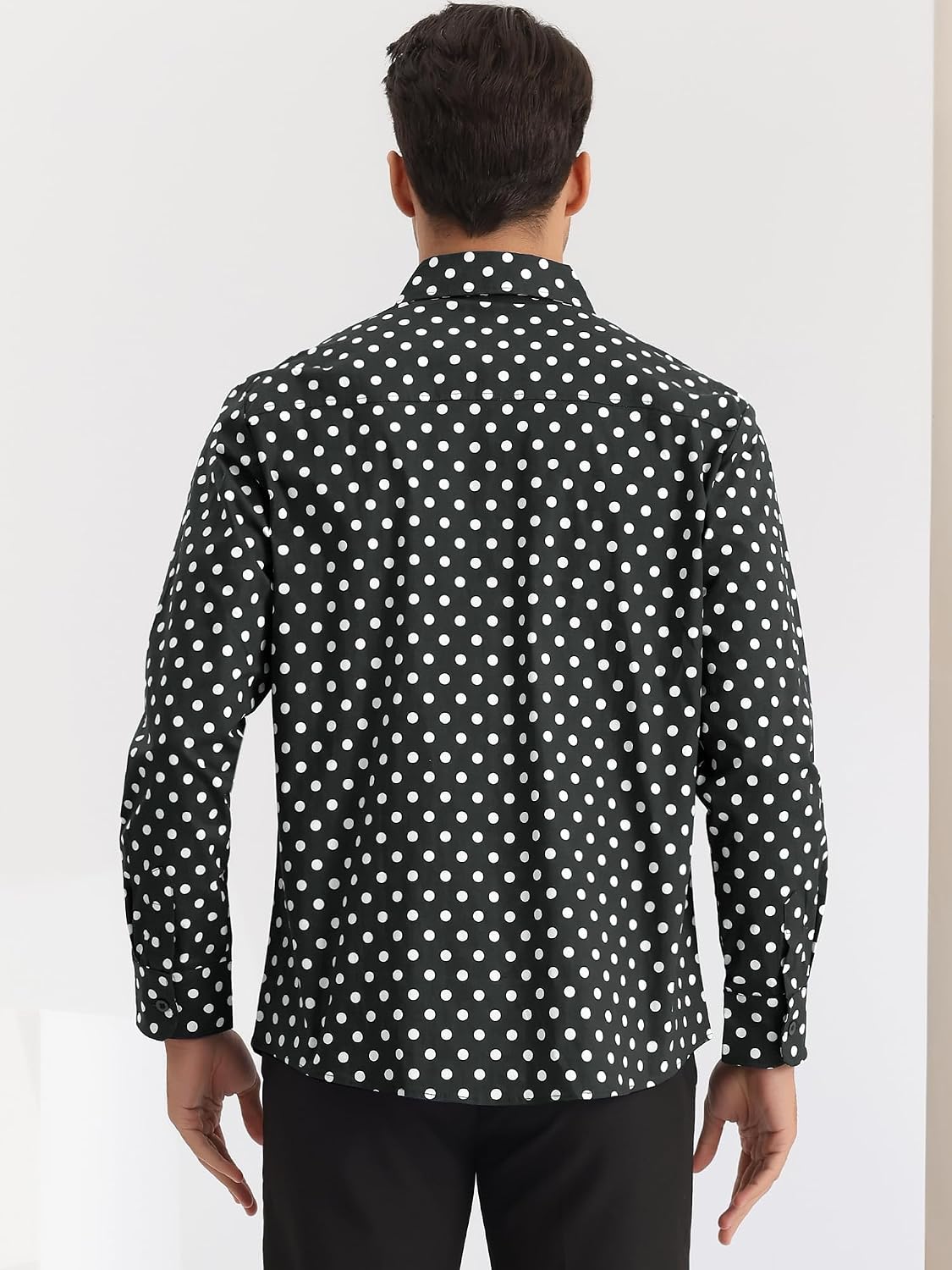 Lars Amadeus Polka Dots Pattern Shirt for Men's Long Sleeves Color Block Business Shirts