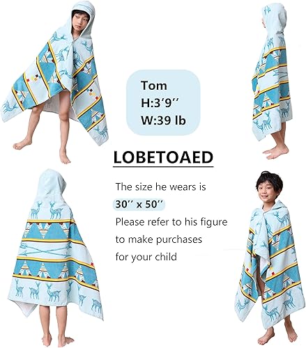 Miniatura 4 de Toalla de baño de playa con capucha para niños, poncho de surf para bebés, bata cambiadora de algodón real suave para niños y niñas, para