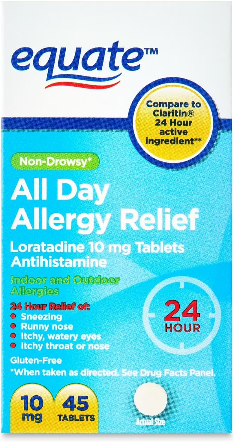 Loratadine Tablets 10 mg – 24-Hour Non-Drowsy Allergy Relief Antihistamine – 45 Count (Pack of 2)
