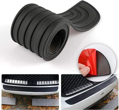 SINGARO Protector de parachoques trasero de automóvil, 35.1 x 2.75 pulgadas, accesorios universales de goma antiarañazos para el maletero