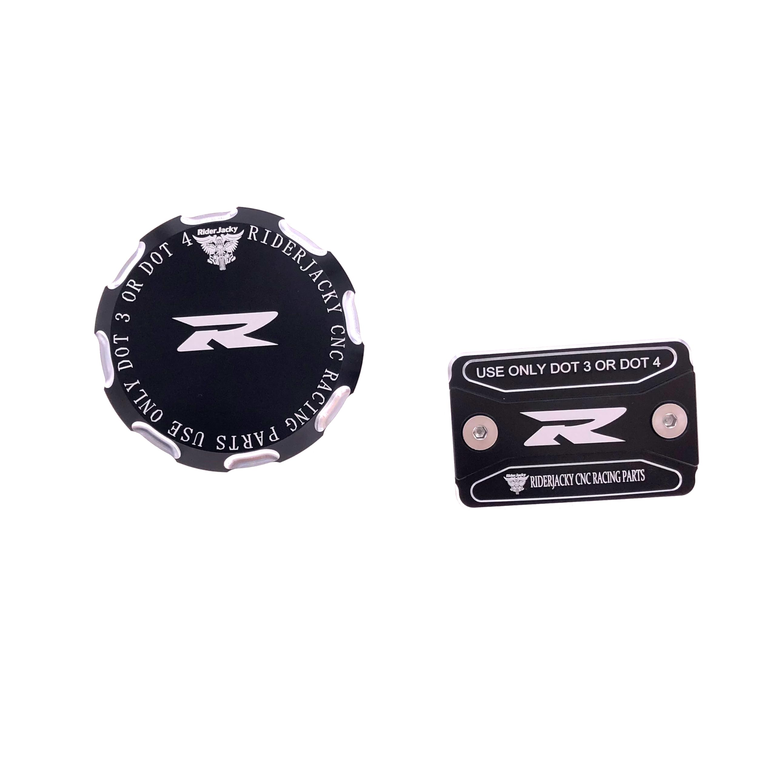 Motorcycle Front & Rear Brake Fluid Reservoir Cover Cap Master Cylinder Fit For Suzuki GSX-R 1000 K1-L5 2001-2005, GSXR 600 1997-2005, GSXR 750 1988-2005 (Black)