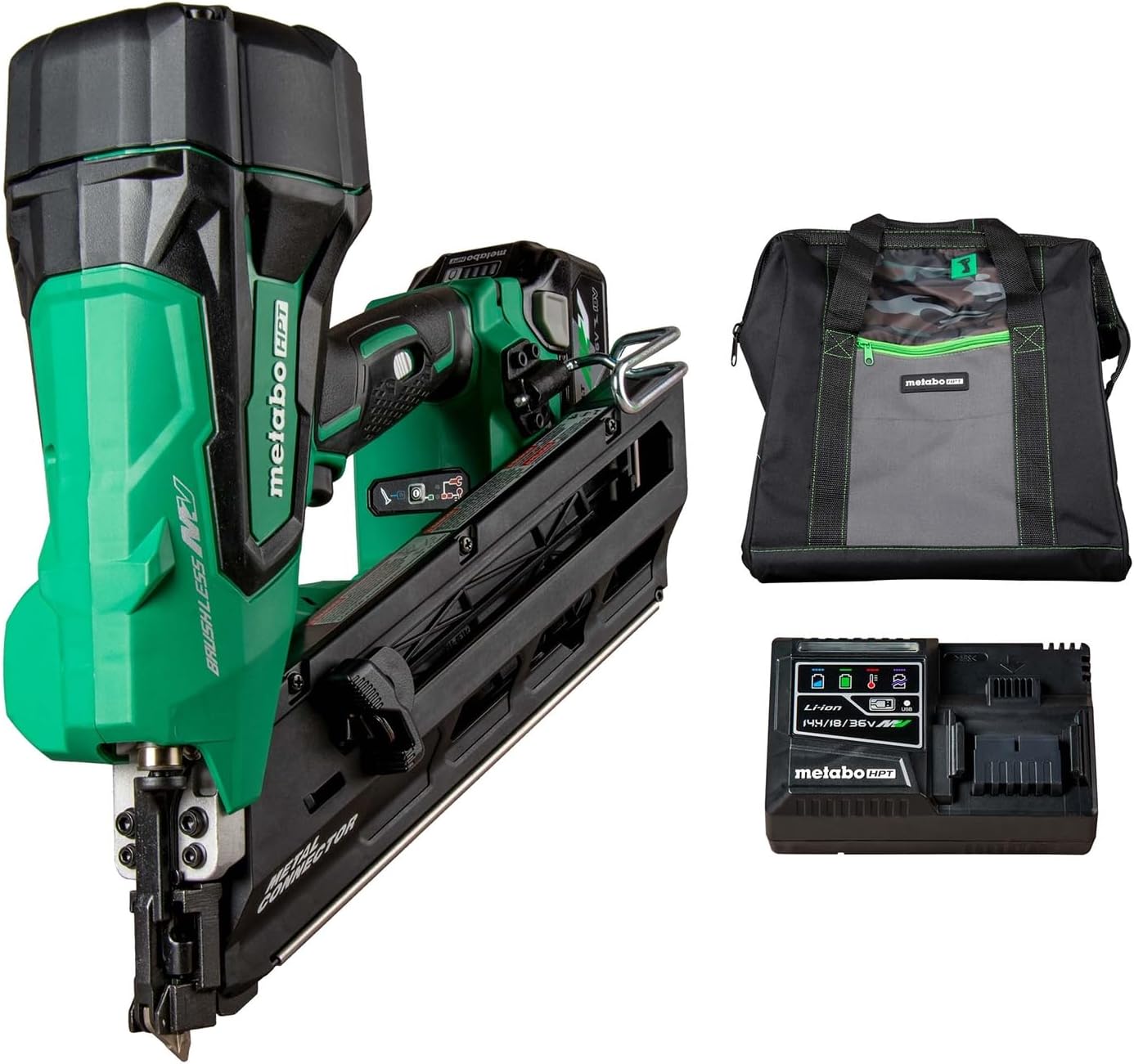 36V MultiVolt Cordless Metal Connector Nailer, Power Tool MultiVolt 36V 2.5 Ah Li-ion battery, Pro Tools Innovation Award Winner, Drives 1-1/2" to 2-1/2" Nails, 900 per Charge, NR3665DA