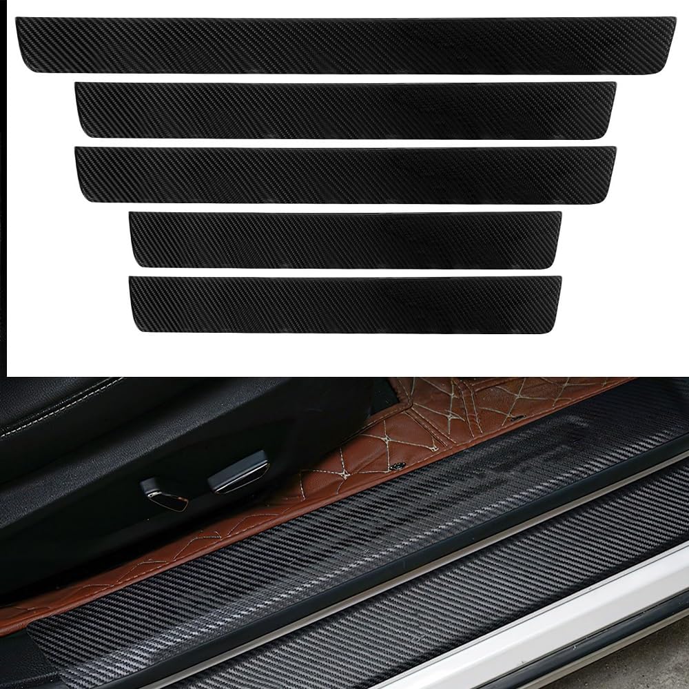 YIXUEERWSY 5 Pcs Carbon Fiber car door sill protector strips for MG MG5 EV | 2020-2022, Door Entry Guards Sill Scuff high temperature resistant