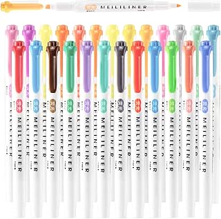 Highlighters, 25 Colors Double Ended Highlighter Markers, Broad and Fine Tips, Perfect for Teens, Kids and Adults Coloring, Underlining, Highlighting