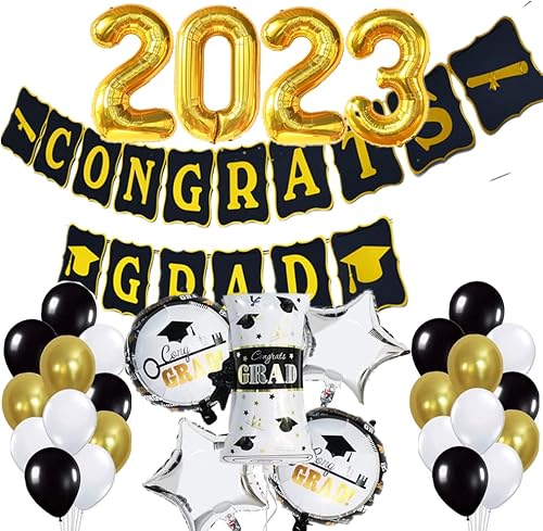Suministros de decoraciĂłn para fiestas de graduaciĂłn 2023 45 piezas - Juego de pancartas de globos de graduaciĂłn LEWOTE 2022 incluye globos grandes Suministros de decoraciĂłn para fiestas de graduaciĂłn 2023 45 piezas - Juego de pancartas de globos de graduaciĂłn LEWOTE 2022 incluye globos grandes