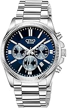 CIVO Mens Watches Stainless Steel Silver Chronograph Quartz Wrist Watch Stylish - Waterproof Date Watches for Men