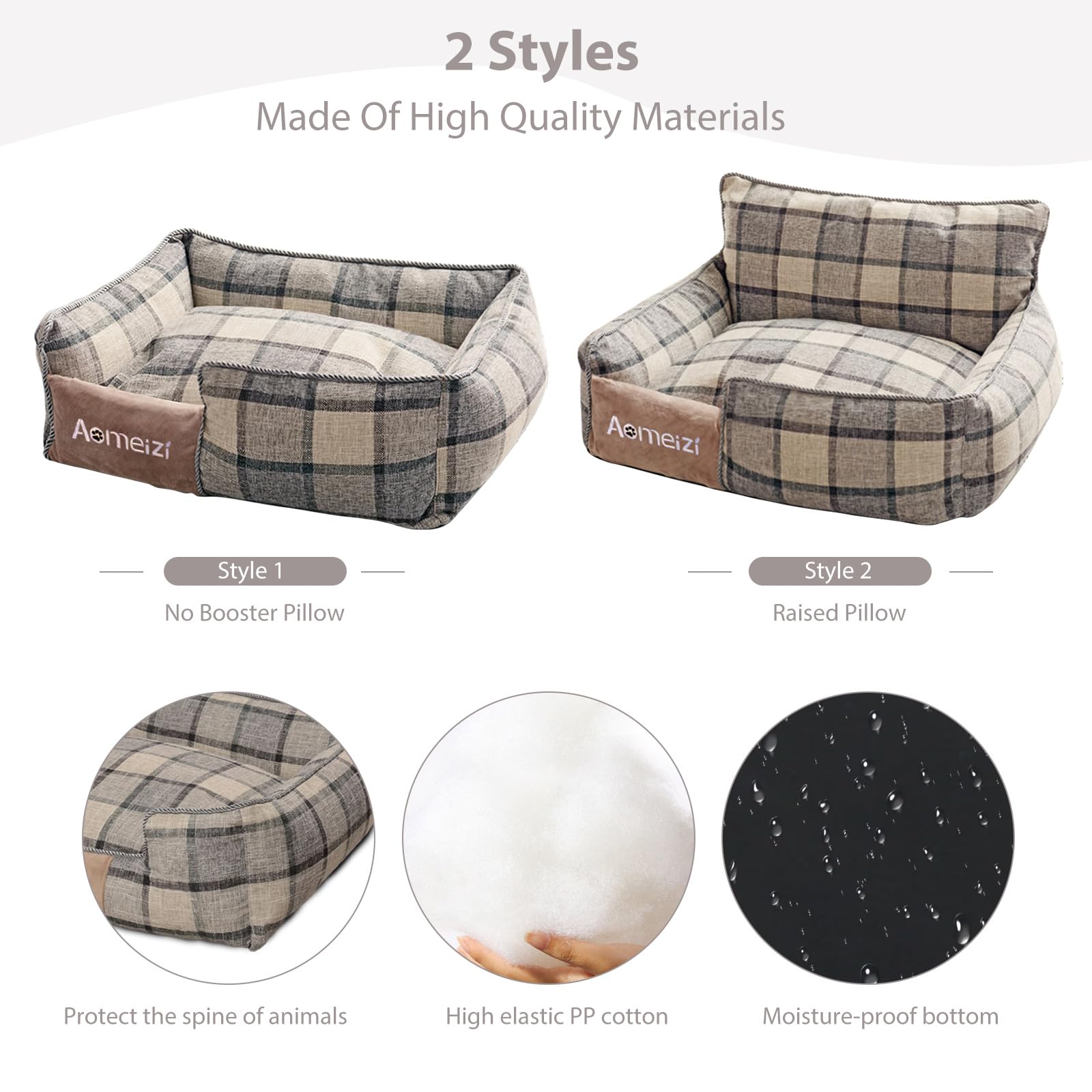 PETCUTE Cama Perro Grandes,Camas para Perros con Funda Desenfundable y Lavable,Sofá Camas para Mascotas con Parte Inferior Antideslizante,Cama Rectangular para Perros Pequeños y Medianos,Gris,XL