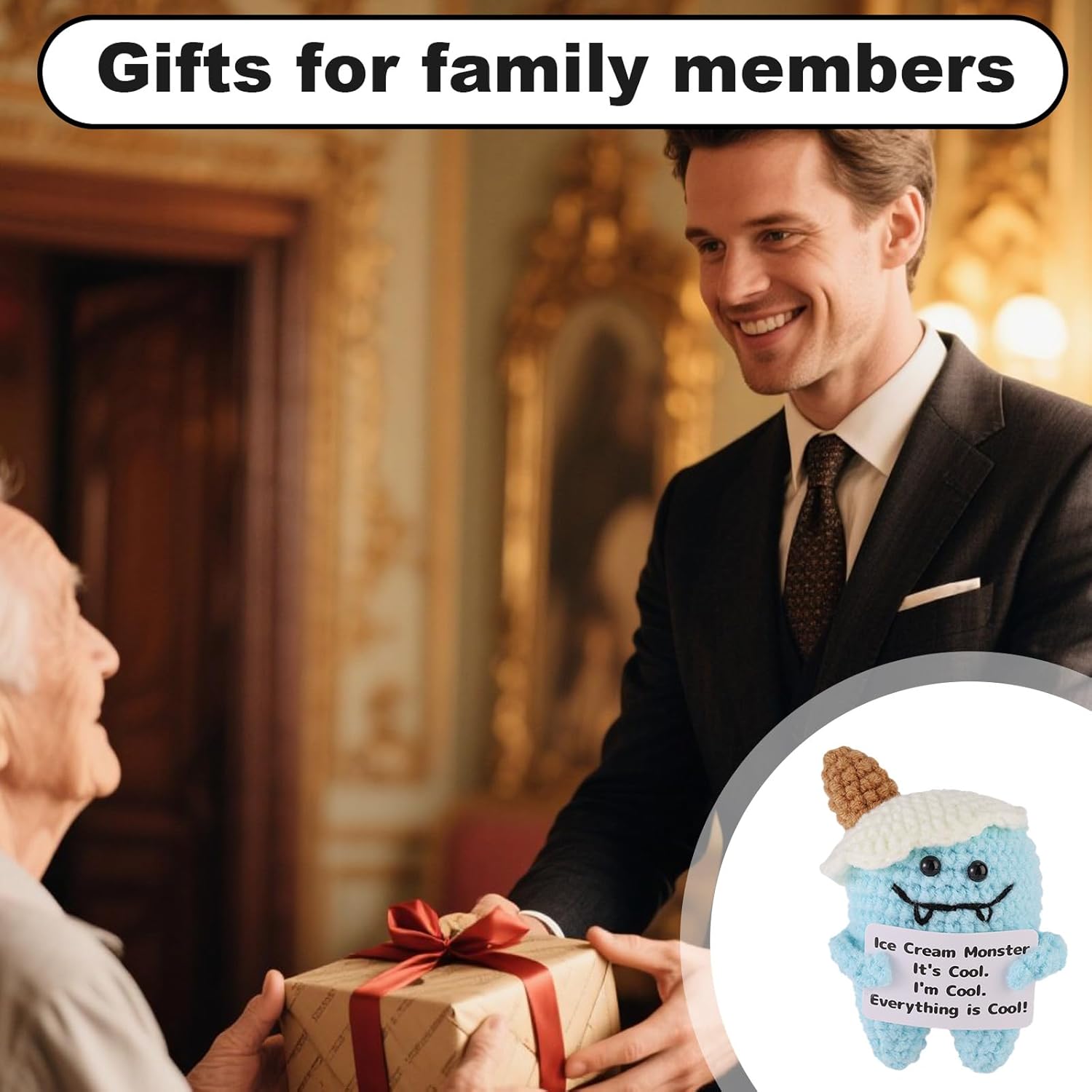 Monster, Cute Handmade Crochet Doll with Encouraging Cards Inspirational Emotional Plush Positive Support Gifts for Men Women - Image 5