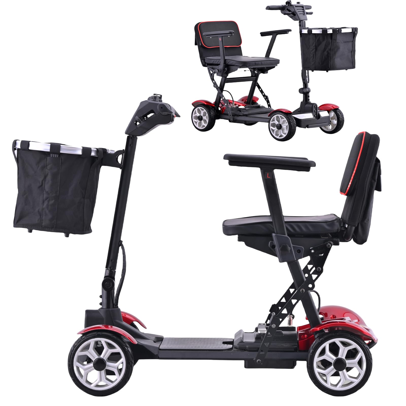 Scooter De Movilidad,Scooter De Movilidad Plegable De 4 Ruedas,Dispositivo De Silla De Ruedas Eléctrico,Scooter De 4 Ruedas,Scooter De Movilidad Para Adultos red
