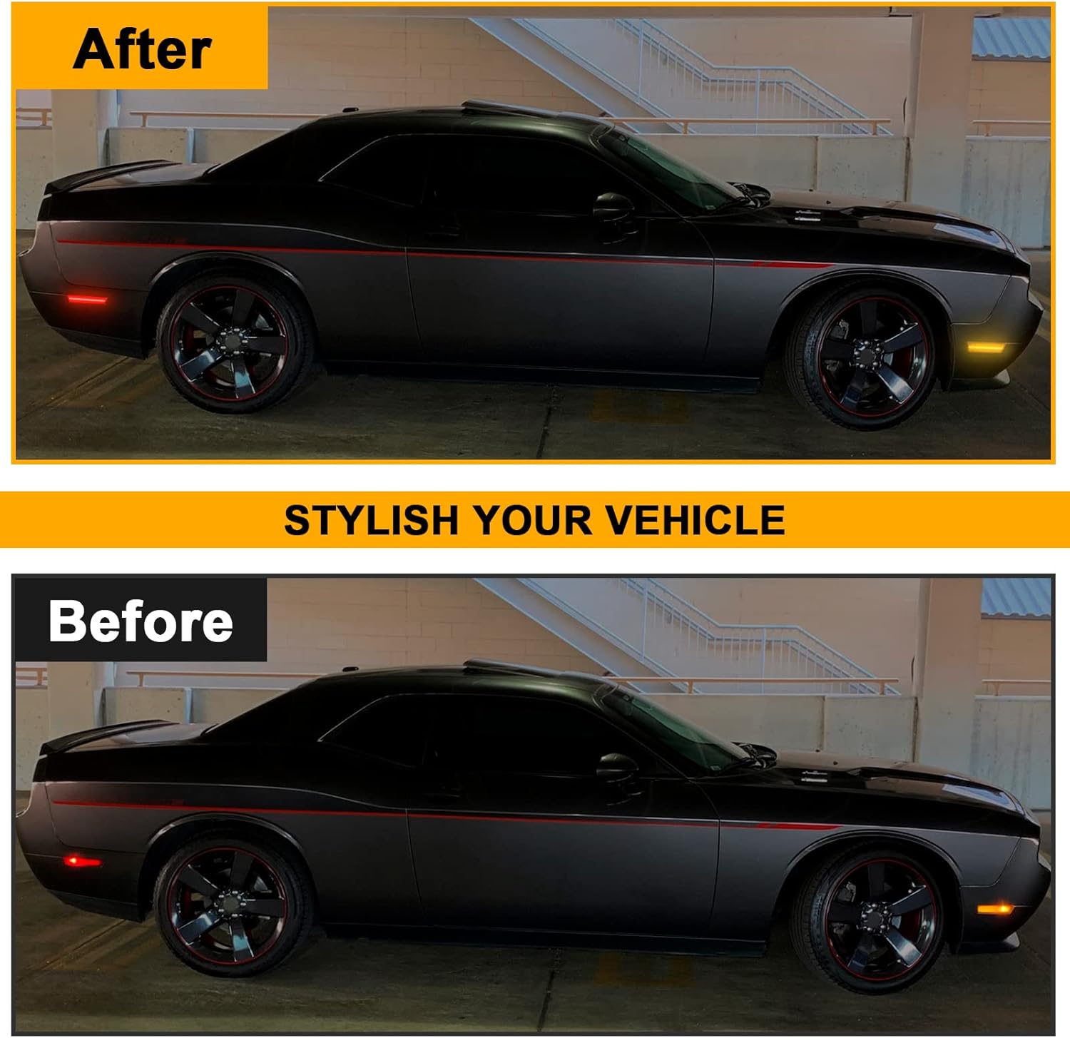 LED Side Marker Light Replacement for Challenger 2008-2014, 4 PCS Clear Lens Front Rear Side Fender Parking Position Lamp Assembly