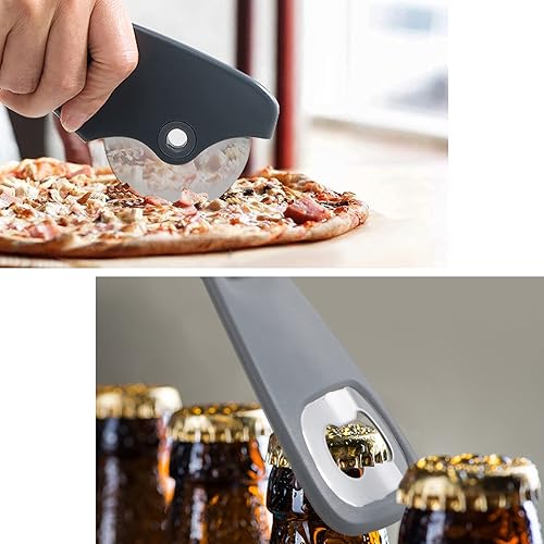 Vista 5 de Juego de utensilios de cocina de 5 piezas, accesorios de herramientas de cocina que ahorran espacio, rallador de chocolate y queso, pelador de Negro