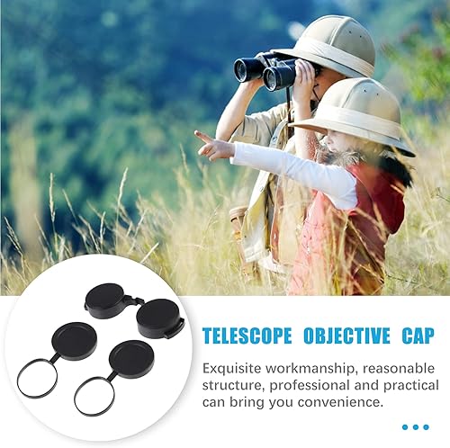 Miniatura 4 de 3 piezas de goma objetivo cubierta ocular Flip- Cubierta de alcance abierto para binoculares telescopio accesorios (negro)
