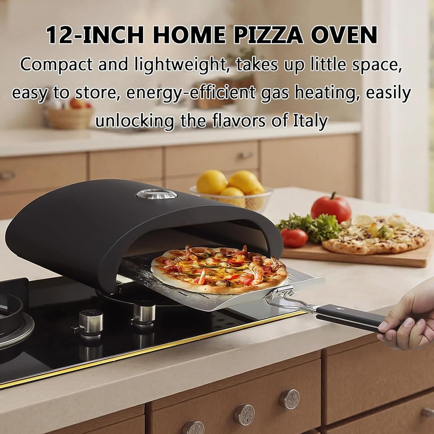 12in Open Faced Pizza Oven For Grill, Portable Grill Flat Top Pizza Oven, With Pizza Stone & Visual Thermometer, 520° High-temperature Baking, For Charcoal, Gas Grill, Outdoor Cooking