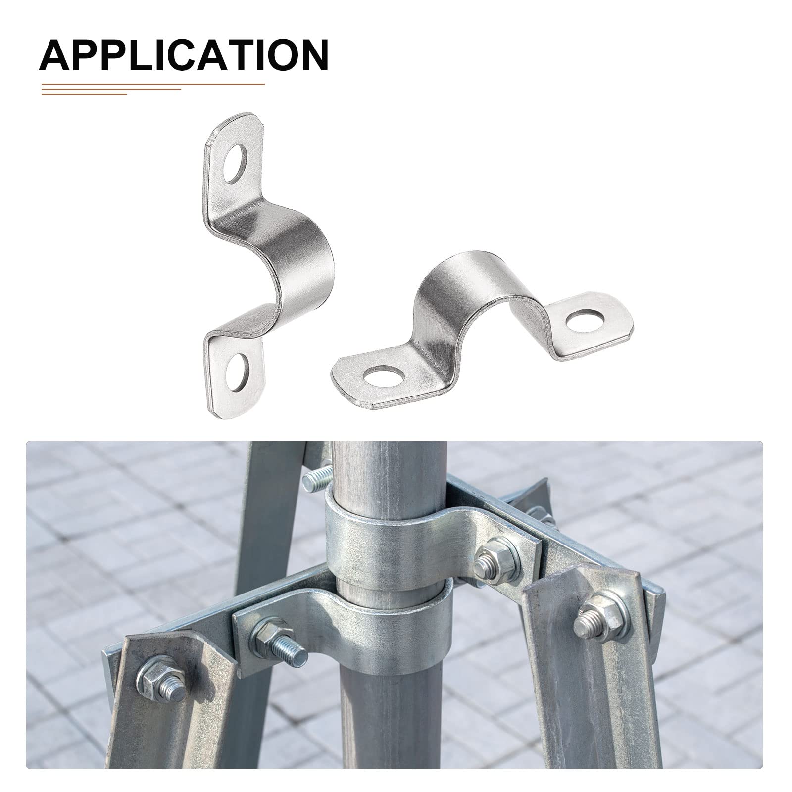 DTGN 20mm(W) Two Hole Strap, 8Pack, Good for Industrial 20mm Dia Pipe Fixing, 304 Stainless Steel Rigid Pipe Strap Clamp - Image 4