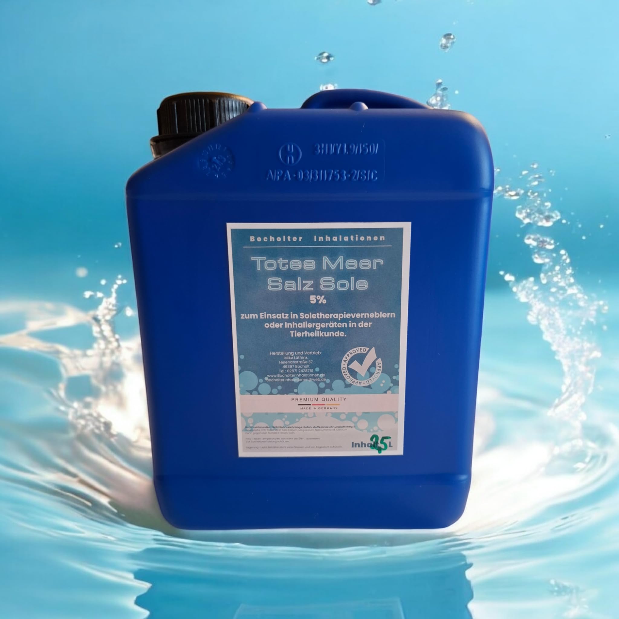 2,5 Liter Totes MeerSalz Sole 5% zur Inhalation bei Pferden