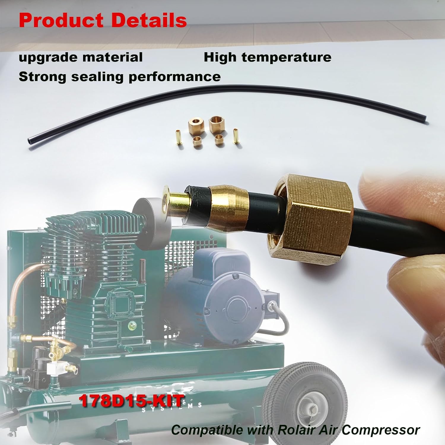 178D15-KIT Air Compressor Unloader Tube Kit Fit for Rolair Air Compressor