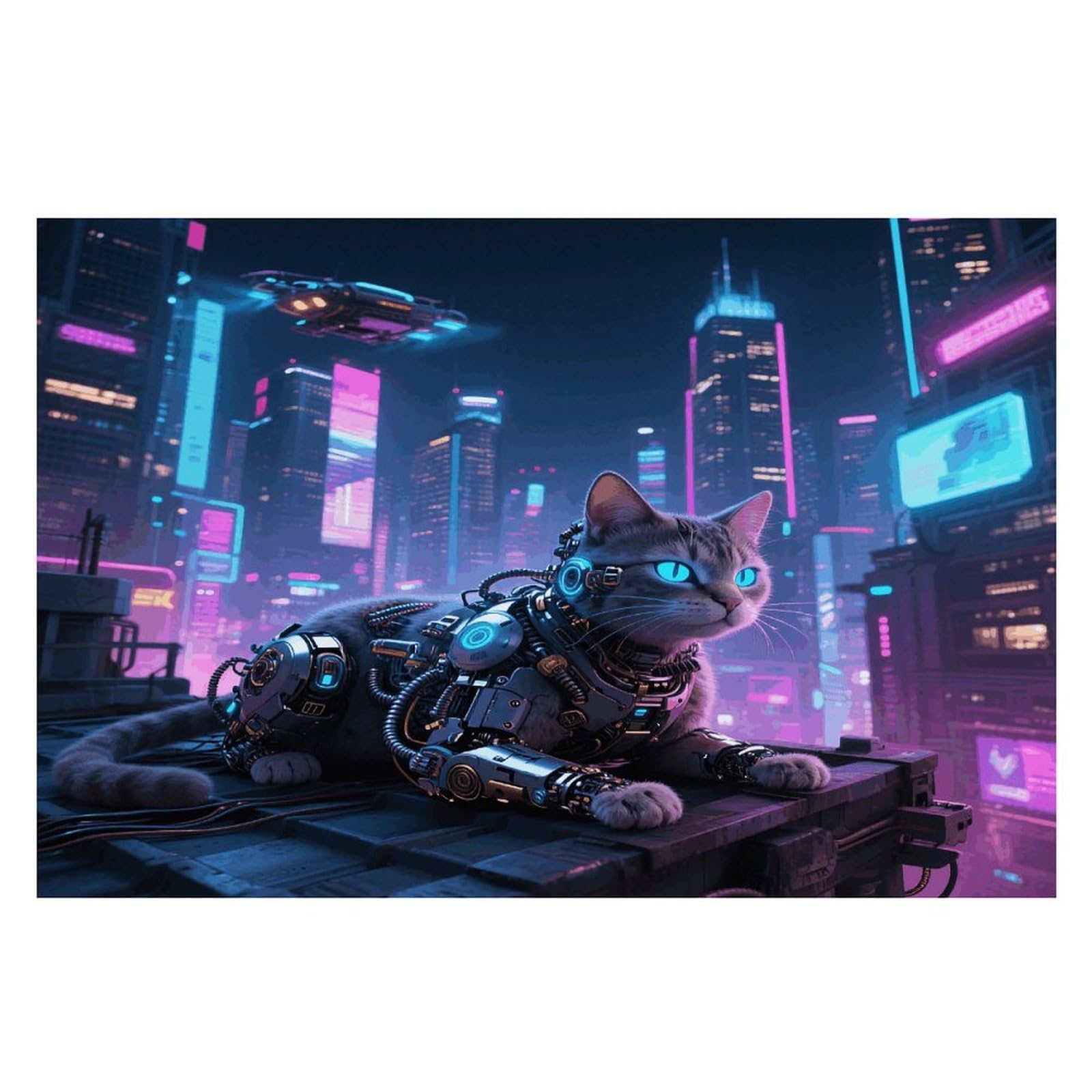 Mechanical Cat Placemats Heat Resistant Non-Slip Place Mats Washable Wipeable Table Mat Kitchen Dining Table Decoration Placemats Indoor Outdoor Place Mats 17.7’’×11.8’’