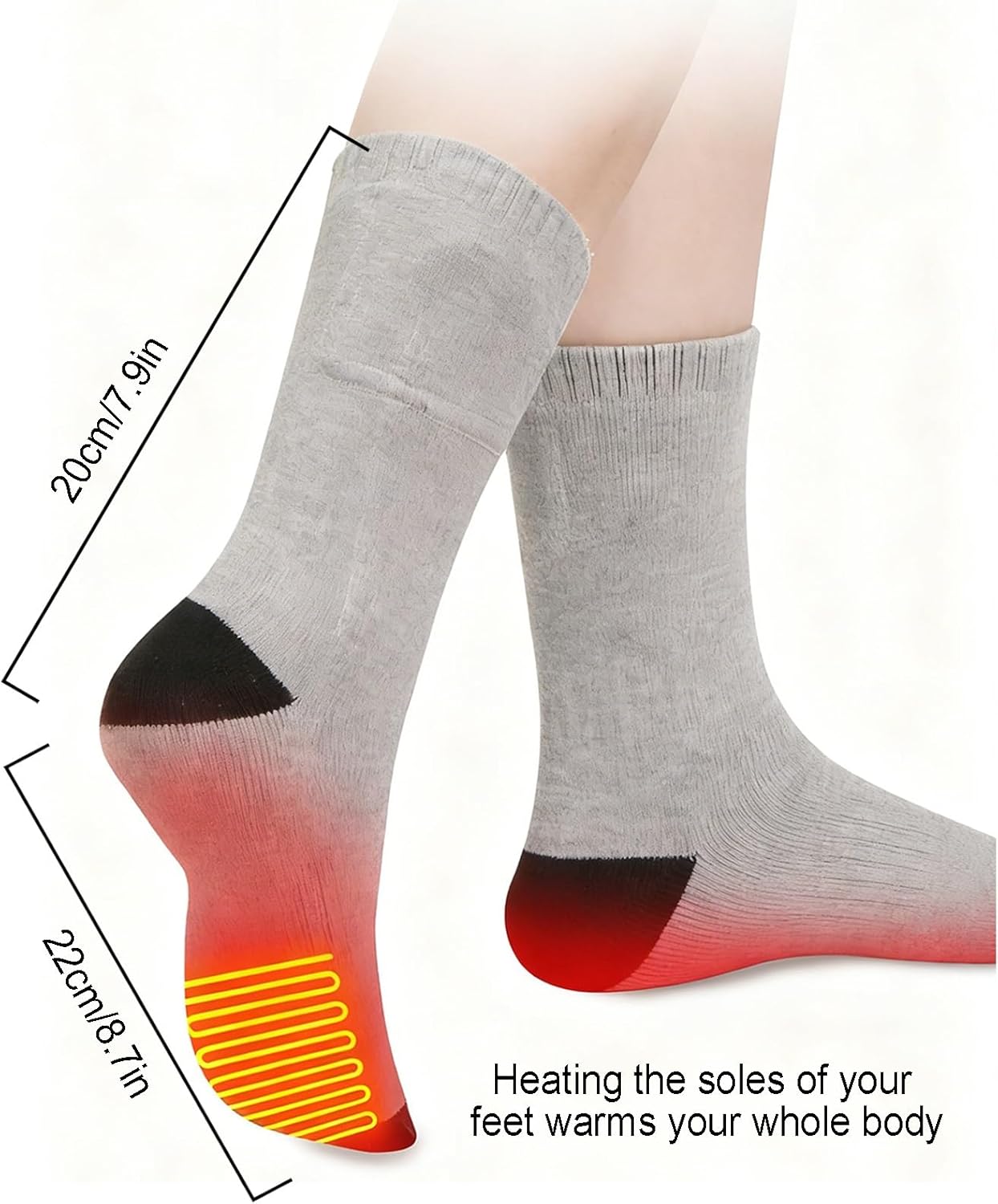 Heated Socks for Men Women, with Rechargeable Battery, Electric Heated Socks, 3 Heating Levels, Washable Winter Foot Warmer for Outdoor Camping Skiing Hunting Hiking