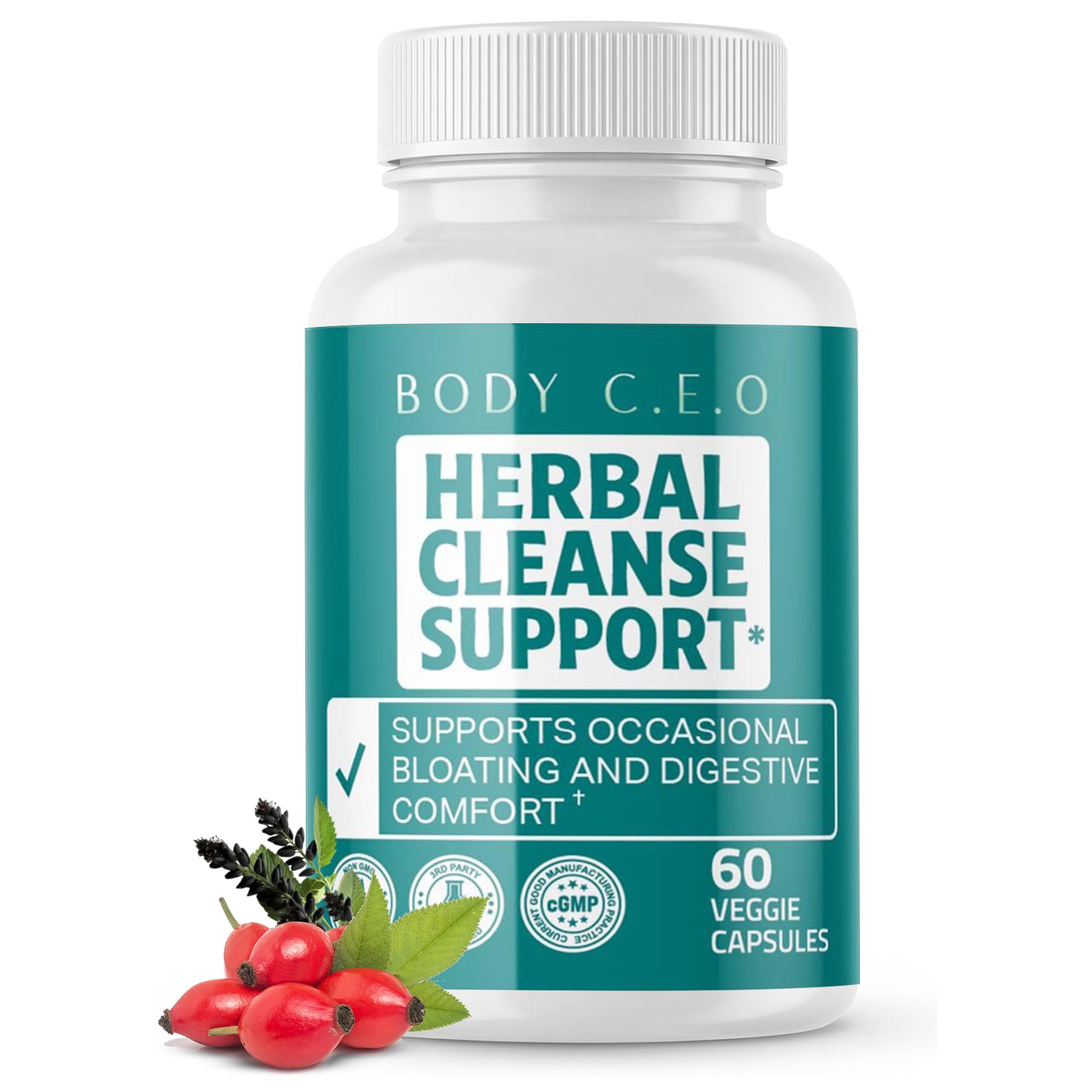 Body C.E.O. Herbal Cleanse Support for Digestion Relief, 60 Veggie Capsules