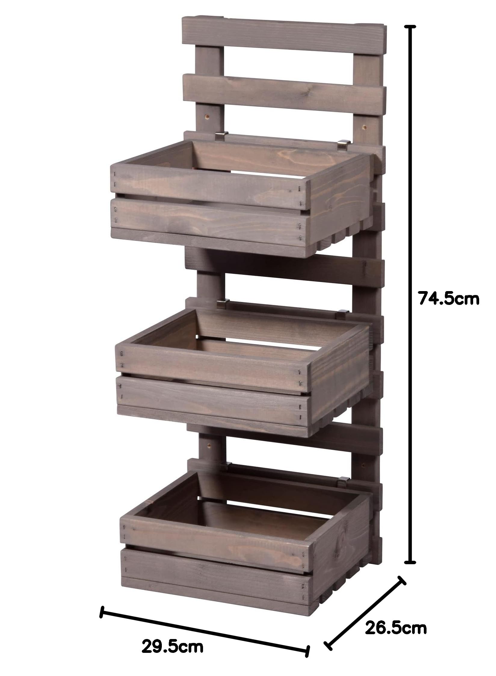 dobar® green label 58387FSCe | 3-stufige Blumenleiter für die Wandmontage | Flexibles Wandregal aus robustem Holz| Pflanztreppe für Garten/Terrasse/Balkon | 29,5 x 26,5 x 74,5 cm | Grau